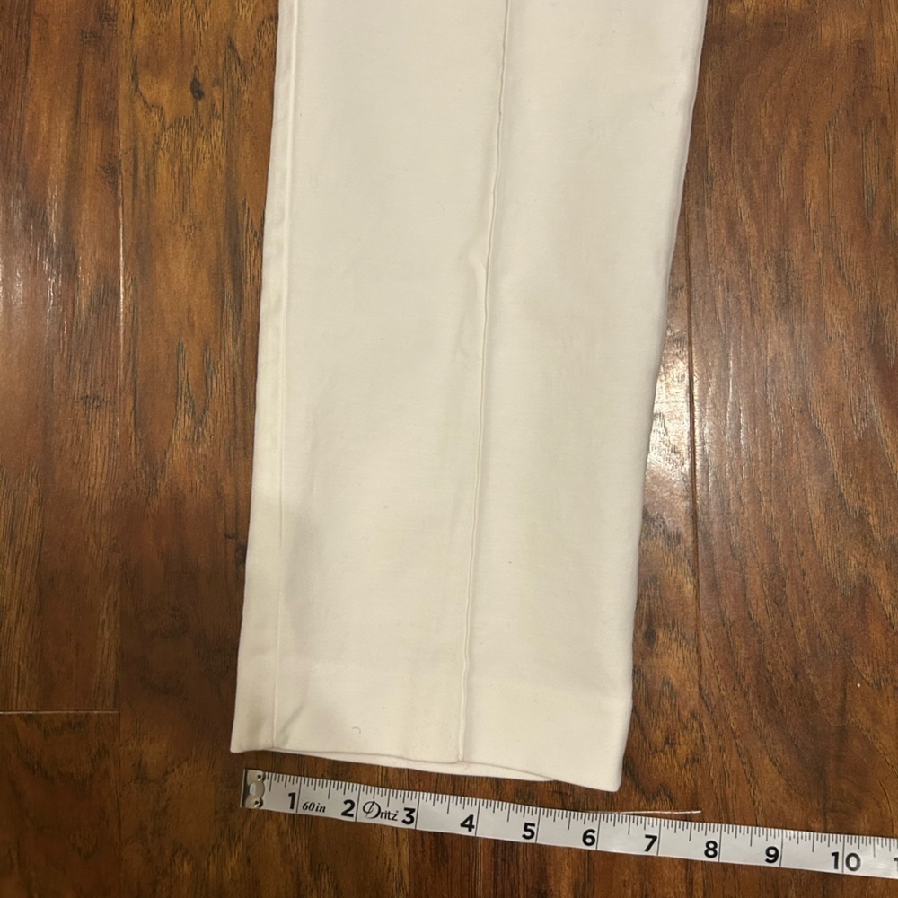 Women’s Cream Cropped Capri Ankle Pants Side Zip Closure 90s Minimalism Classy - Picture 6 of 10